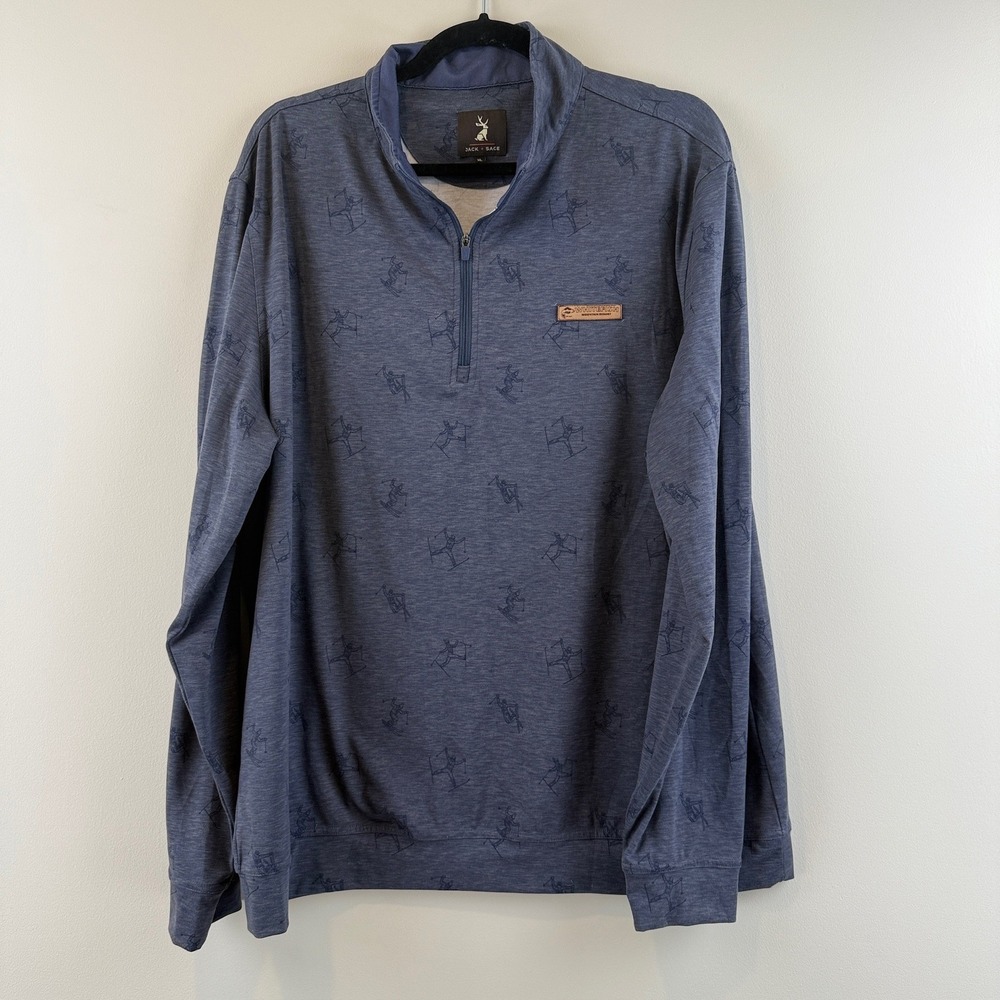 Jack + Sage Pullover Mens XL Gorpcore Mountain Skier Print Whitefish Quarter Zip